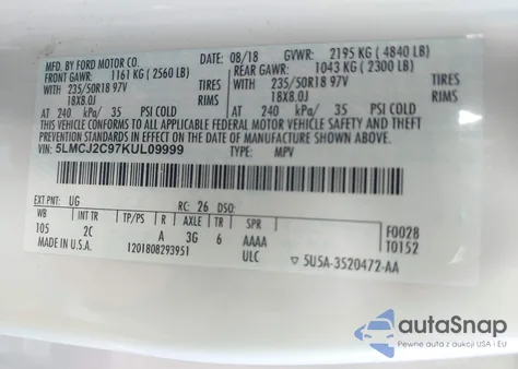 2019 Lincoln Mkc Select из США, поврежденный, VIN 5LMCJ2C97KUL09999